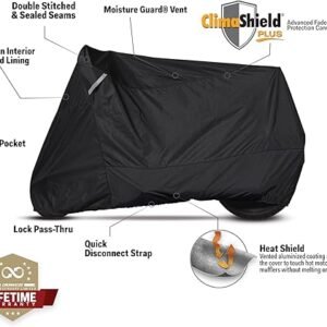 Dowco Guardian 51223-00 WeatherAll Plus Indoor/Outdoor Waterproof Motorcycle Cover: Black, Cruiser