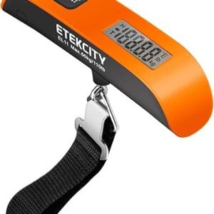 Etekcity Luggage Scale, Travel Essentials, Digital Weight Scales for Travel Accessories, Portable Handheld Scale with Temperature Sensor, Rubber Paint, 110 Pounds, Battery Included,Orange