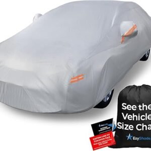 EzyShade 10-Layer Car Cover Waterproof All Weather - See Vehicle Size-Chart - Car Covers for Automobiles & Car Snow Cover - Full Exterior Covers - Winter Rain Sun SUV Sedan. Size A4 (See SizeChart)