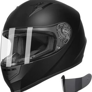 GLX GX11 Compact Motorcycle Helmet - Matte Black, Medium - Full Face w/ Tinted Visor, DOT Approved