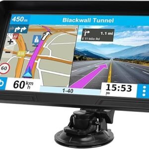 GPS Navigator for Car Truck RV, 9 inch Touch Screen Latest 2025 Map, Real Voice Spoken Turn-by-Turn Direction Reminding Navigation System for Cars, Vehicle GPS with Speed and Red Light Warning
