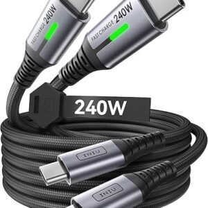 INIU USB C to USB C Cable, 240W Fast Charging [6.6ft, 2-Pack] Type C Charger Cord, Braided USBC Phone Charger Cable for iPhone 16 15 Pro Samsung S24 S23 Laptops MacBook iPad Switch Steam Deck etc.