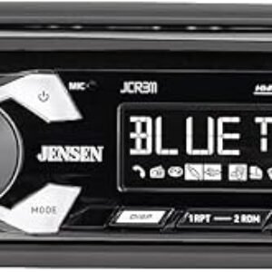 Jensen JCR311 10 Character LCD Single DIN Car Stereo Radio CD Player Push to Talk Assistant Bluetooth Hands Free Calling & Music Streaming AM/FM Radio USB Playback & Charging