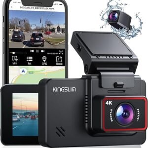 Kingslim D4 Dual Dash Cam with Built-in WiFi GPS, Front 4K/2.5K Rear 1080P for Cars , 3" IPS Touchscreen 170° FOV Dashboard Camera with Sony Starvis Sensor, Support 256GB Max