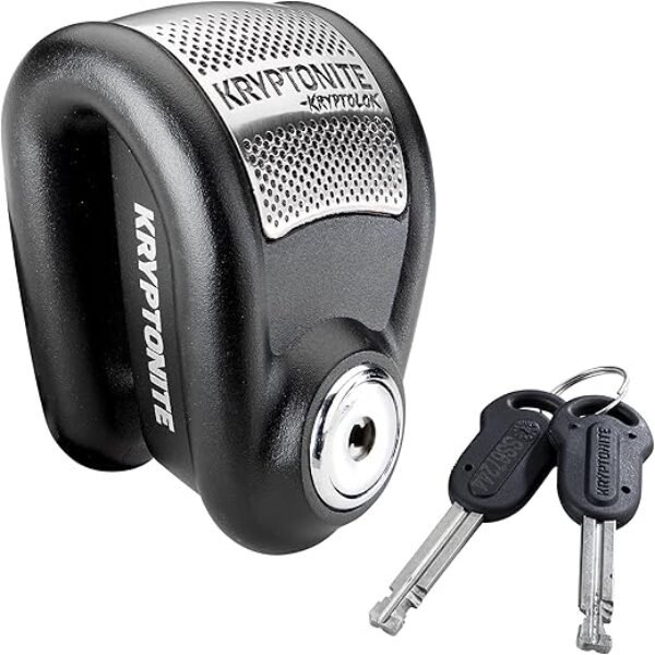 Kryptonite Alarm Disc, Heavy Duty Anti-Theft Motorcycle Lock with 120db Alarm, Weather-Resistant, Powersport Disc Break Lock