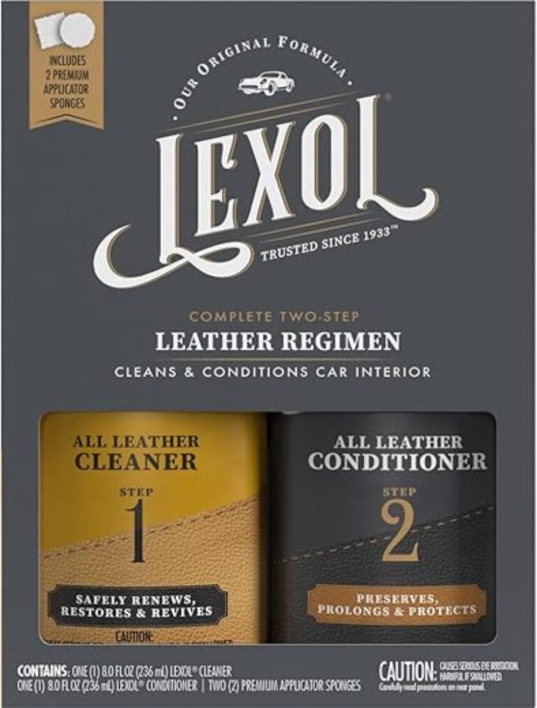 Lexol All Leather Cleaner and Conditioner Kit for Car Seats and Interiors, Couches and Furniture, Shoes and Boots, Baseball Gloves and Horse Saddles, Two 8 oz Bottles and Two Sponges