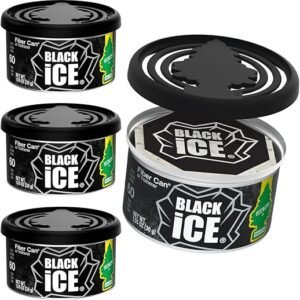 LITTLE TREES Car Air Freshener. Fiber Can Provides a Long-Lasting Scent for Auto or Home. Recycled Fiber. Black Ice, 4 Air Fresheners
