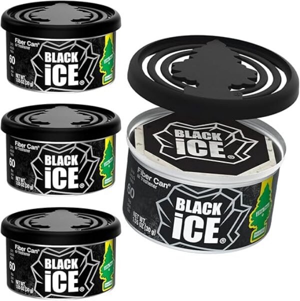 LITTLE TREES Car Air Freshener. Fiber Can Provides a Long-Lasting Scent for Auto or Home. Recycled Fiber. Black Ice, 4 Air Fresheners