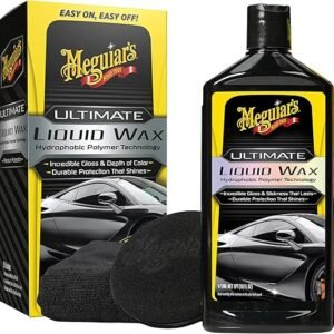 Meguiar's Ultimate Liquid Wax, Improved Liquid Car Wax Formula for Durable Protection that Shines, Premium Towel and Applicator Pad Car Accessories Included, 16 Oz Bottle