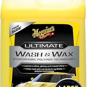 Meguiar's Ultimate Wash and Wax, Car Wash and Wax Cleans and Shines in One Step, Wash, Shine, and Protect with an Enhanced pH Neutral Car Paint Cleaner, 1 Gallon