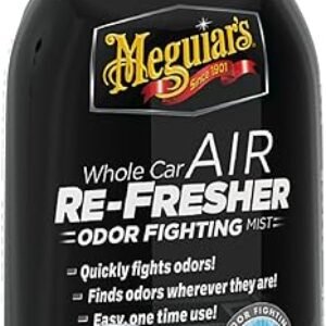 Meguiar's Whole Car Air Refresher, Car Odor Eliminator Spray Permanently Eliminates Unwanted Vehicle Odors Throughout Your Interior, Black Chrome Scent, 2 Oz Aerosol Canister
