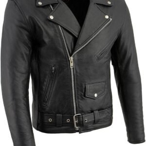 Milwaukee Leather LKM1781 Men's The Legend Classic Black Premium Leather Motorcycle Jacket w/Quilted Liner