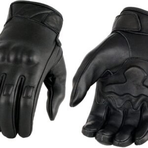 Milwaukee Leather MG7501 Men's Black Leather i-Touch Screen Compatible Gel Palm Motorcycle Gloves W/Protective Knuckle