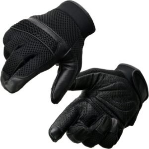 Milwaukee Leather MG7503 Men's Black Leather i-Touch Screen Compatible Mesh Racing Motorcycle Hand Gloves W/Reflector