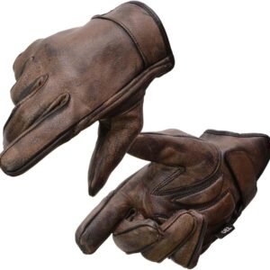 Milwaukee Leather MG7512 Men's Brown Leather Gel Padded Palm Short Wrist Motorcycle Hand Gloves W/ ‘Full Panel Cover’ - Medium