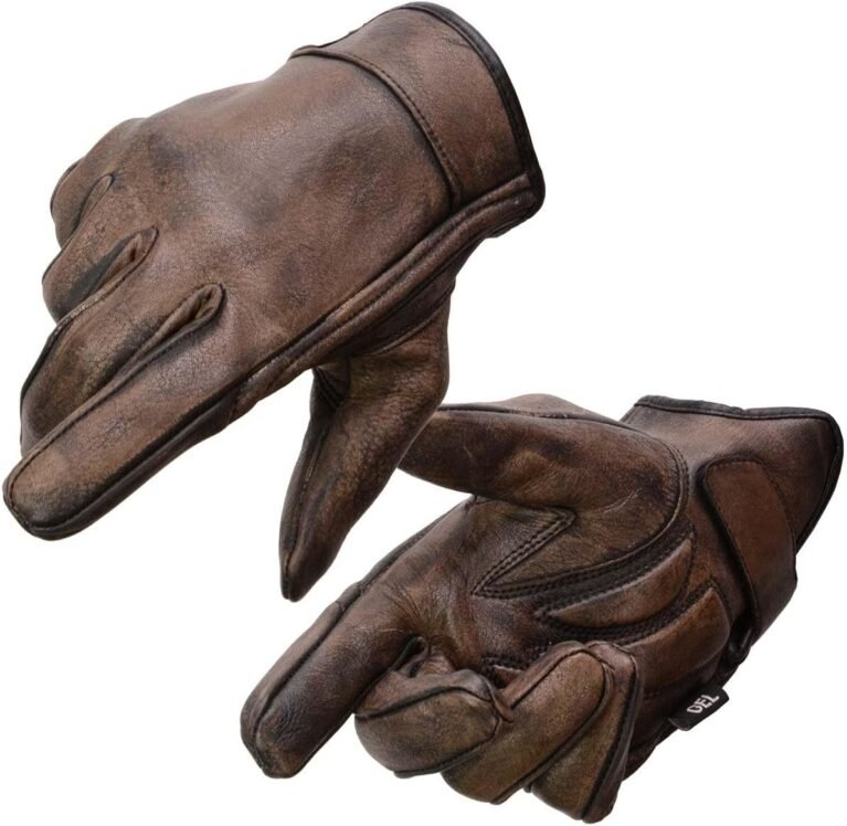 Milwaukee Leather MG7512 Men's Brown Leather Gel Padded Palm Short Wrist Motorcycle Hand Gloves W/ ‘Full Panel Cover’ - Medium