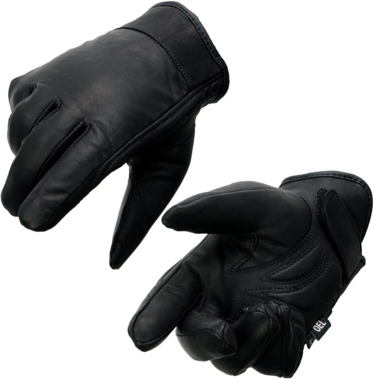 Milwaukee Leather MG7522 Men's Black Leather Waterproof Cruiser Motorcycle Hand Gloves W/Gel Padded Palm