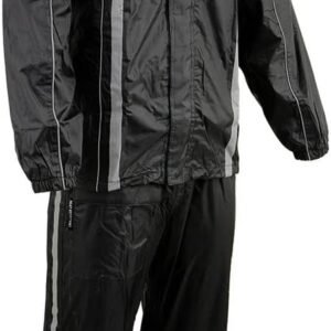Milwaukee Leather MPM9510 Men's Black Water-Resistant Motorcycle Rain Suit with Hi Vis Reflective Tape