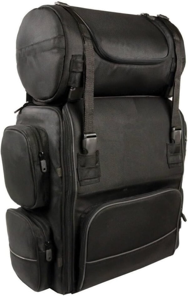 Milwaukee Leather SH680 Large Black Textile Motorcycle Sissy Bar Travel Bag - One Size