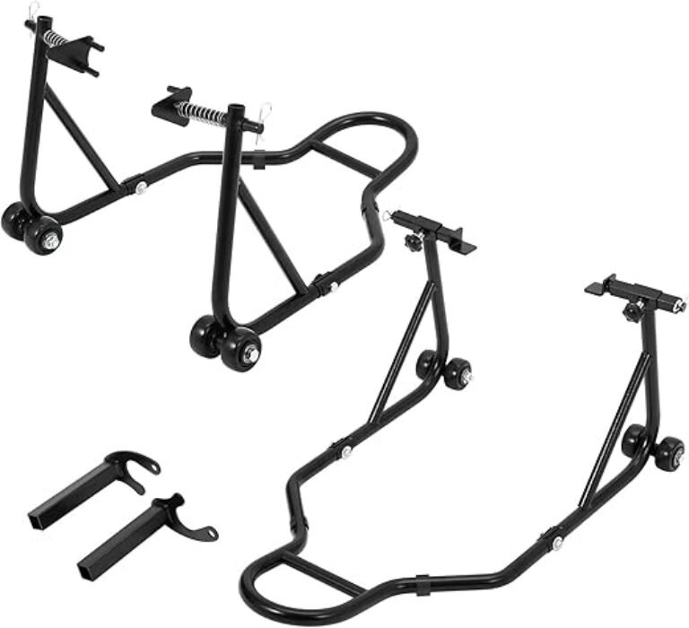 Motorcycle Stand Lift, 850lbs Front Rear Combo Stand Lift Stand, Front Wheel Fork Stand, Rear U+L Fork Swingarm Spool Stand, Universal Motorcycle Paddock Stand Wheel Lift Stand