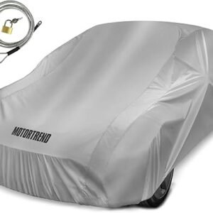 Motor Trend FlexCover Car Cover, Waterproof All-Weather SUV Truck Car Covers for Snow Ice Rain Sun UV Dust Hail Protection, Indoor/Outdoor Full Exterior Cover, Sedan Car Cover (Fits Up to 228" Length)