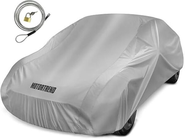 Motor Trend FlexCover Car Cover, Waterproof All-Weather SUV Truck Car Covers for Snow Ice Rain Sun UV Dust Hail Protection, Indoor/Outdoor Full Exterior Cover, Sedan Car Cover (Fits Up to 228" Length)