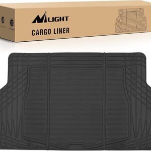 Nilight Rubber Cargo Mats for Cars Trucks SUVs,Universal Trim to fit for Most Vehicles,All Weather Protection Heavy Duty Cargo Liners