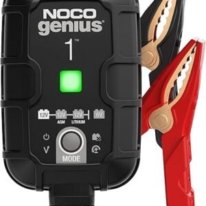 NOCO GENIUS1: 1A 6V/12V Smart Battery Charger – Automatic Maintainer, Trickle Charger & Desulfator with Overcharge Protection & Temperature Compensation – For Lead-Acid & Lithium Batteries