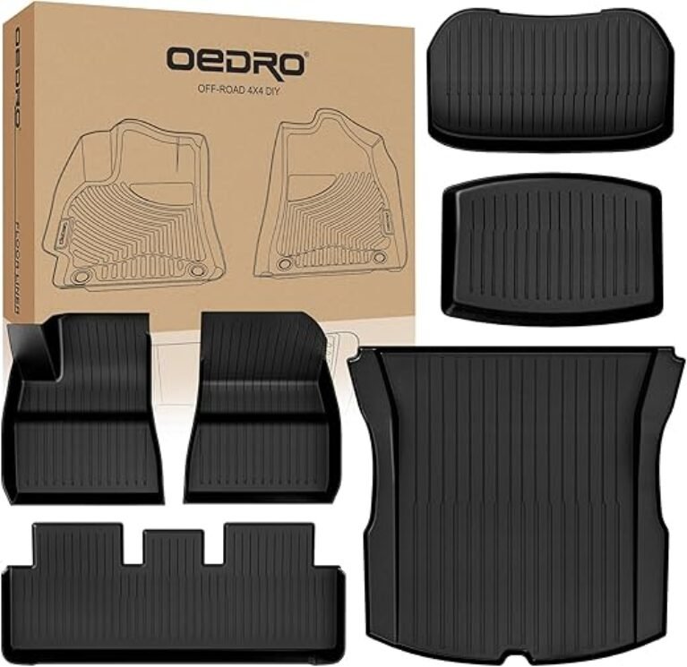OEDRO Floor Mats Cargo Mats Fit for 2024 2025 Tesla Model 3 Highland, TPE Custom Fit All-Weather Floor Mats & Cargo Liner Set Model 3 Accessories Trunk Car Mats