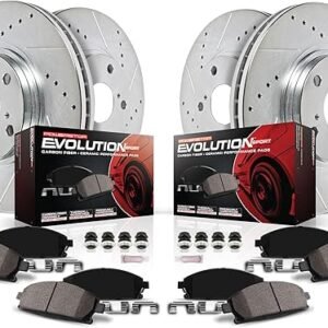 Power Stop K7035 Front and Rear Z23 Carbon Fiber Brake Pads with Drilled and Slotted Brake Rotors Brake Kit For Rogue | Rogue Sport [Application Specific]