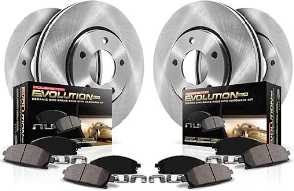 POWERSTOP KOE2742 Front and Rear Autospecialty Replacement Brake Kit Brake Rotors and Ceramic Brake Pads For 2009 2010 Acura TSX | 2008 2009 2010 Honda Accord EX EX-L