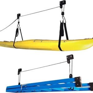 RAD Sportz Kayak Hoist 2-Pack Quality Garage Storage Canoe Lift with 125 lb Capacity Even Works as Ladder Lift Premium Quality Pulley System, Black