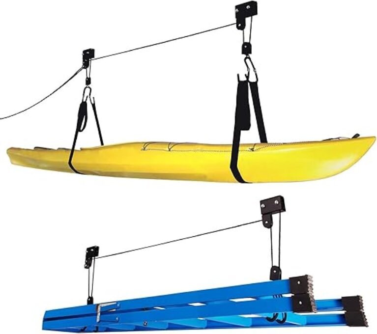 RAD Sportz Kayak Hoist 2-Pack Quality Garage Storage Canoe Lift with 125 lb Capacity Even Works as Ladder Lift Premium Quality Pulley System, Black