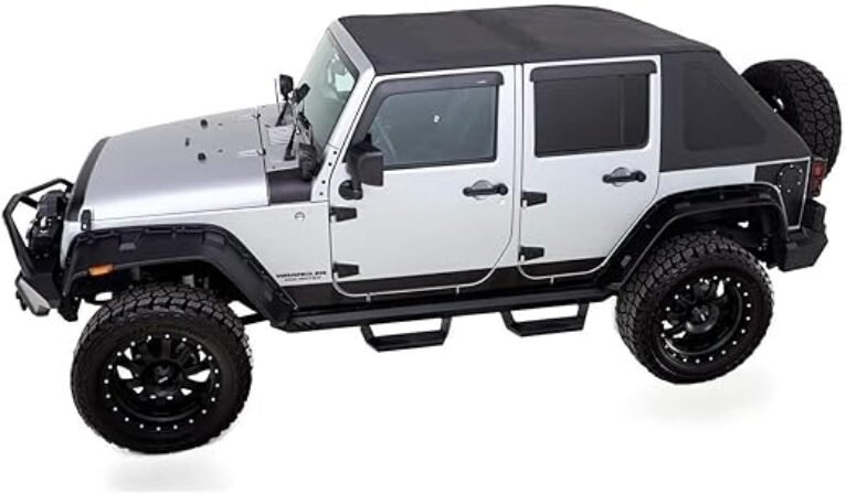 RAMPAGE PRODUCTS Trailview Fastback Soft Top for Jeep Wrangler JK | Tinted Windows, Sail Cloth, Black Diamond | 139935 | Fits 2007-2018 Jeep Wrangler JK 2-Door