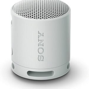 Sony SRS-XB100 Wireless Bluetooth Portable Lightweight Super-Compact Travel Speaker, Durable IP67 Waterproof & Dustproof Shower Speaker, 16 Hr Battery, Versatile Strap, Hands-free Calling, Light Gray