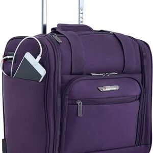 TPRC Smart Under Seat Carry-On Luggage with USB Charging Port, Purple, Underseater 15-Inch
