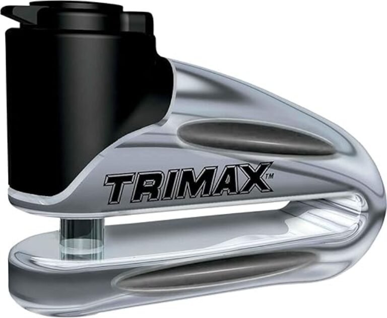 Trimax T665LC Hardened Metal Disc Lock - Chrome 10mm Pin (Long Throat) with Pouch & Reminder Cable