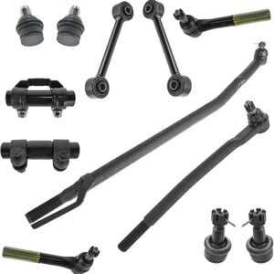 TRQ Front Steering & Suspension Kit Ball Joint Drag Link Sway Bar Stabilizer Link Tie Rod Tie Rod Adjusting Sleeve Compatible with 2000-2005 Ford Excursion 1999-2004 F-250 Super Duty F-350 Super Duty
