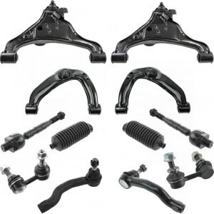 TRQ Front Steering & Suspension Kit Control Arm with Ball Joint Steering Rack & Pinion Bellow Sway Bar Stabilizer Link Tie Rod Compatible with Nissan Suzuki