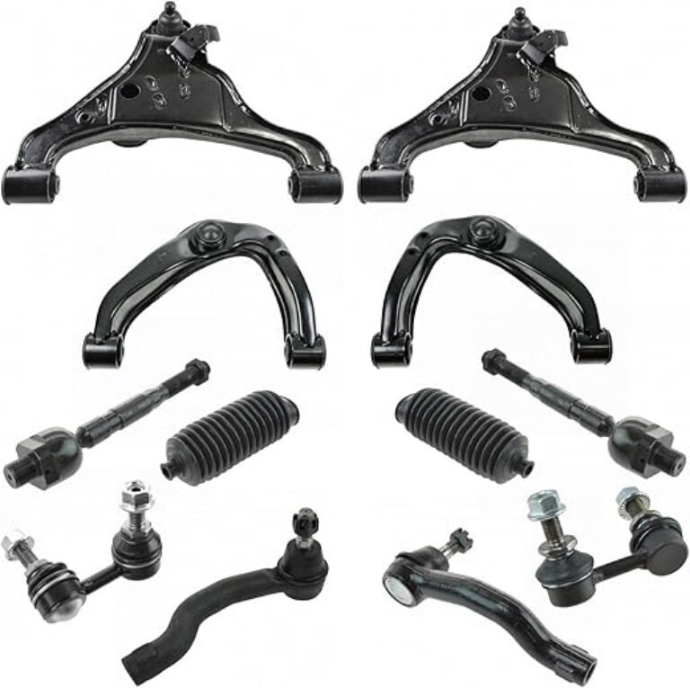 TRQ Front Steering & Suspension Kit Control Arm with Ball Joint Steering Rack & Pinion Bellow Sway Bar Stabilizer Link Tie Rod Compatible with Nissan Suzuki