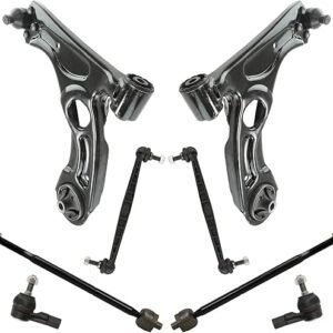 TRQ Front Steering & Suspension Kit Control Arm with Ball Joint Sway Bar Stabilizer Link Tie Rod Compatible with 2012-2020 Chevrolet Sonic