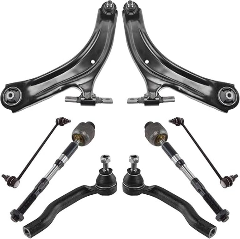 TRQ Front Steering & Suspension Kit Control Arm with Ball Joint Sway Bar Stabilizer Link Tie Rod Compatible with 2008-2013 Nissan Rogue 2014-2015 Rogue Select