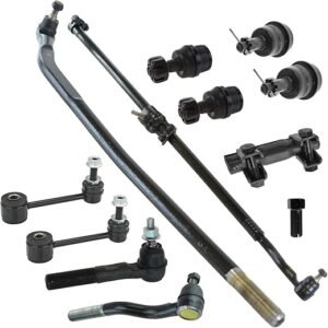 TRQ Tie Rod End Drag Link Ball Joint Sway Bar Link Steering Suspension Kit 12pc Set for 2007-2017 Jeep Wrangler JK