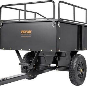 VEVOR Heavy Duty ATV Dump Cart - Steel Tow Behind trailer, 750 lbs, 15 Cubic Feet Garden Utility with Removable Sides