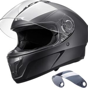 VEVOR Motorcycle Helmet DOT Approved Full Face or 3/4, Dual Visor with Slot for Your Bluetooth & Interchangeable Lens, Smart Street ABS Helmet Comfortable Motocross Helmet