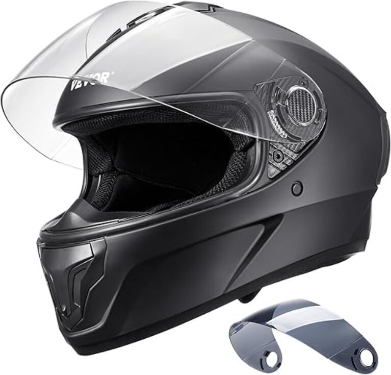 VEVOR Motorcycle Helmet DOT Approved Full Face or 3/4, Dual Visor with Slot for Your Bluetooth & Interchangeable Lens, Smart Street ABS Helmet Comfortable Motocross Helmet