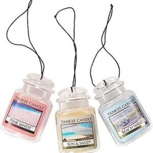 Yankee Candle Hanging Car Jar® Ultimate 3-Pack Air Fresheners Neutralizes Odors Up to 30 Days Includes: Beach Walk Pink Sands and Sun and Sand (Pack of 3)