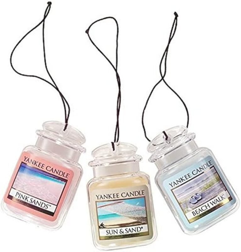 Yankee Candle Hanging Car Jar® Ultimate 3-Pack Air Fresheners Neutralizes Odors Up to 30 Days Includes: Beach Walk Pink Sands and Sun and Sand (Pack of 3)