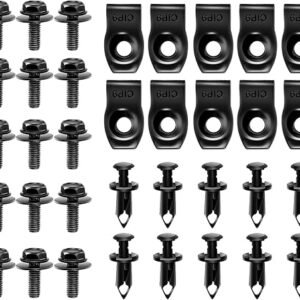 GOOACC GRC-70 35PCS Engine Under Cover Splash Shield Guard Body Bolts Bumper Fender Liner Push Retainer Fastener Rivet Clips , black