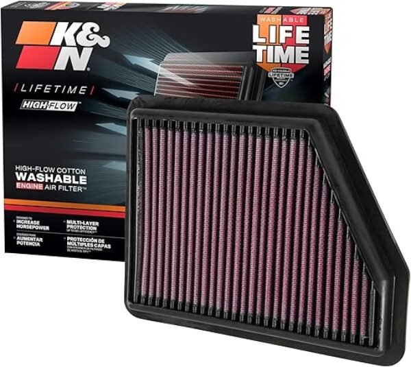 K&N High-Flow Original Lifetime Engine Air Filter: Increase Power: Premium, Washable: Compatible with 2016-2025 HONDA: Civic, HR-V, 33-5045